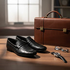 Men’s Black Premium Formal Leather Loafers | Soft Padding Hand-Made Article | All Day Comfort Sale price