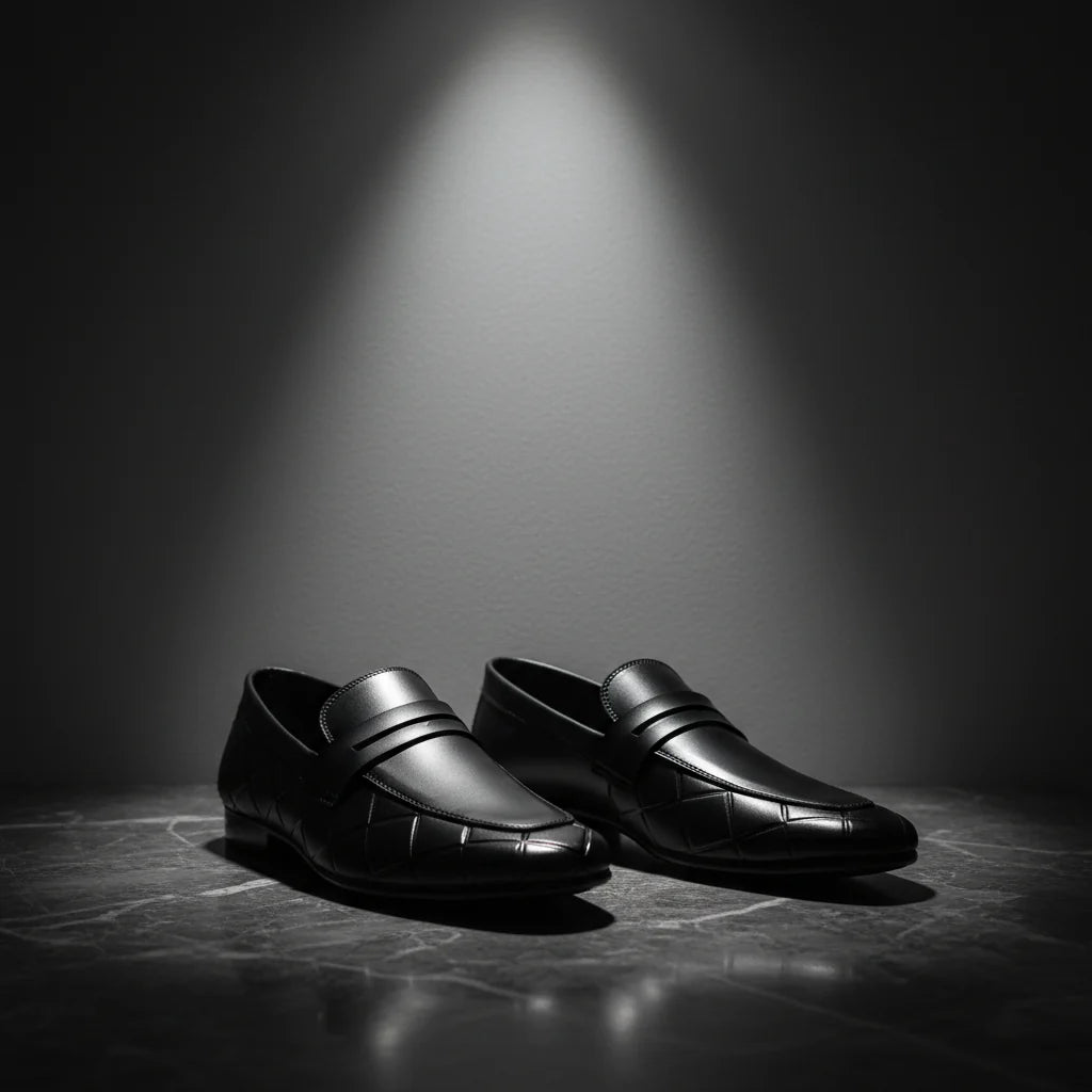 Men’s Black Premium Formal Leather Loafers | Soft Padding Hand-Made Article | All Day Comfort Sale price